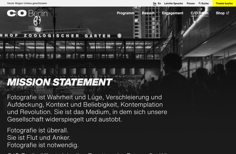 CO Berlin Ausschnitt von der Website
