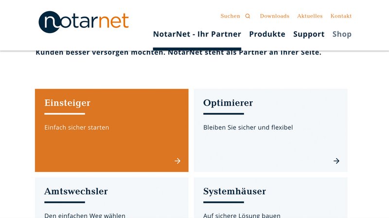 Notarnet Website Ihr Partner Seite